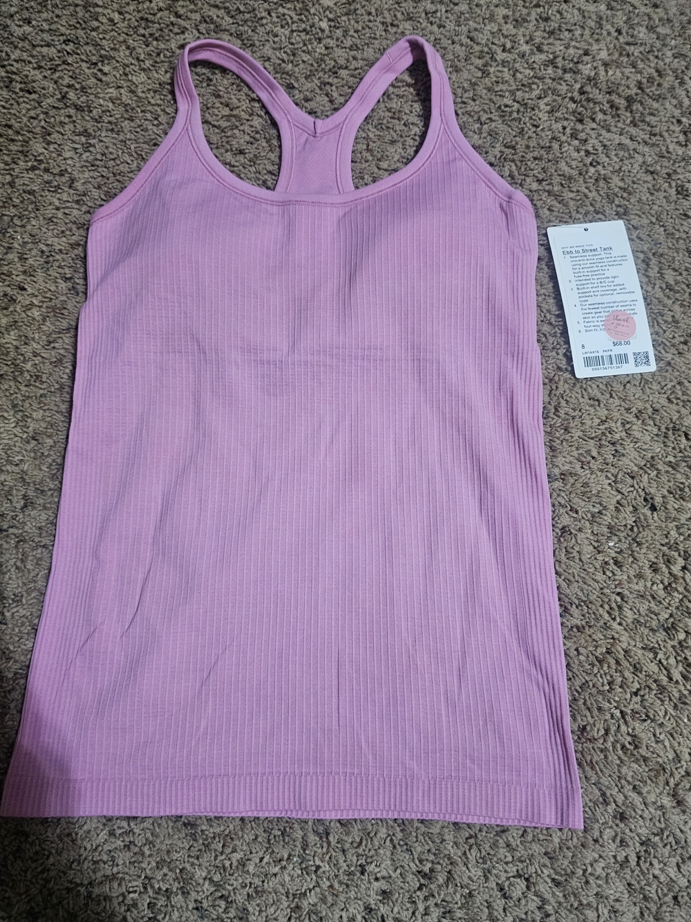 NWT lululemon athletica Pink Ribbed Racerback Tank Top